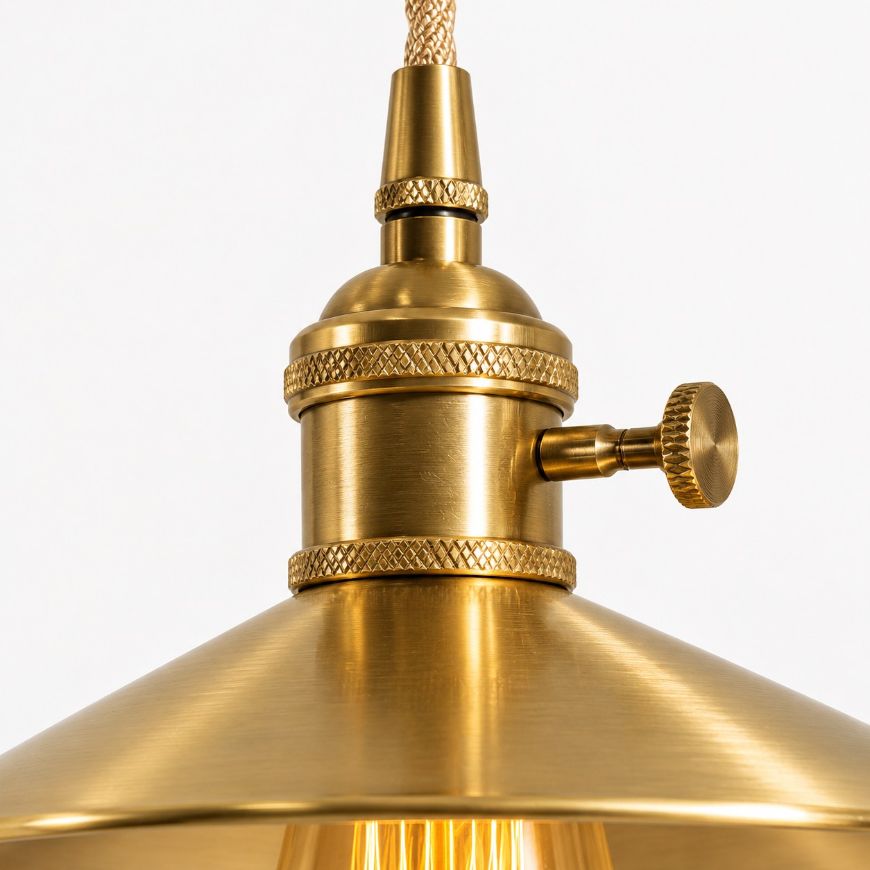 Detailed view of the copper lamp holder