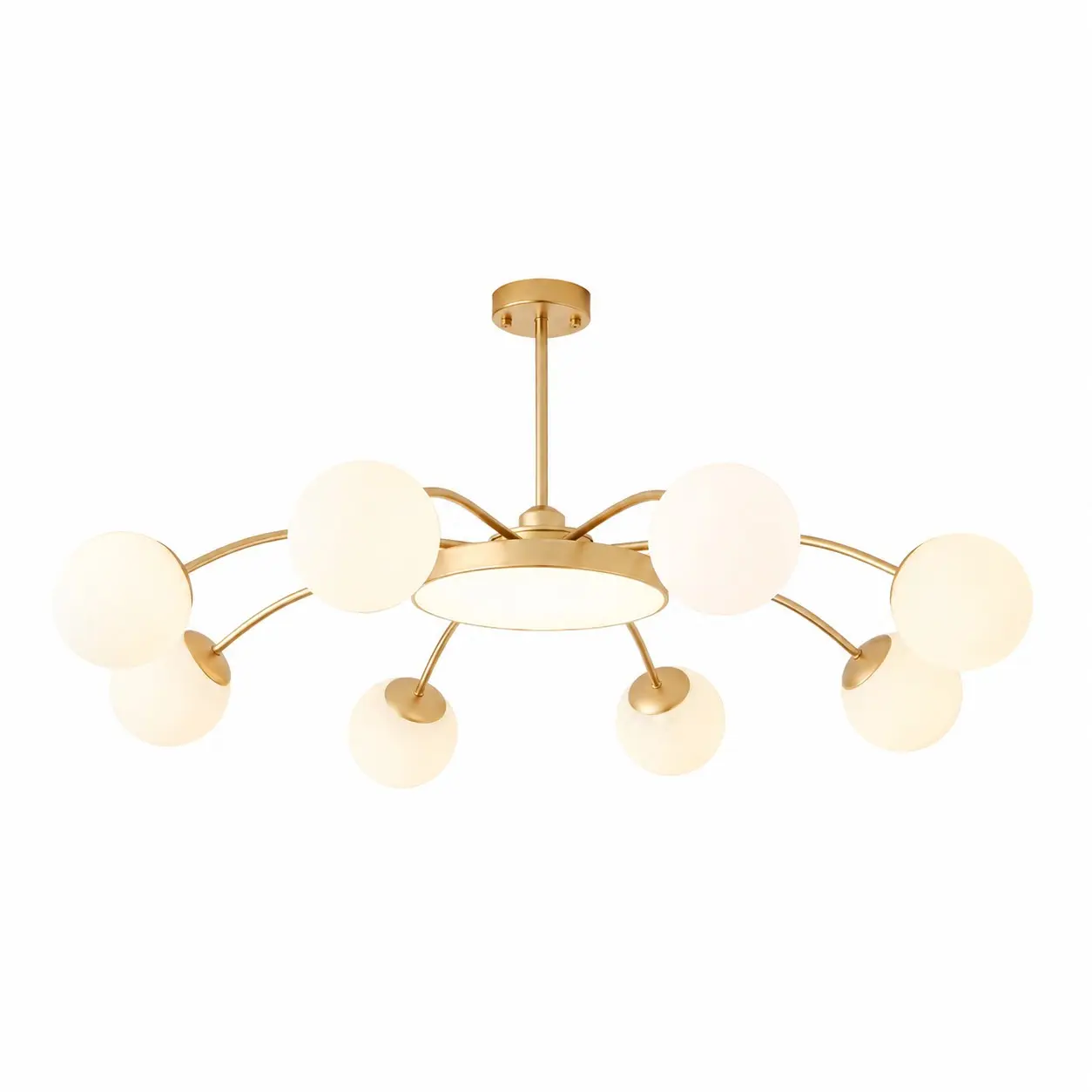 Standard gold 8-light milk glass chandelier