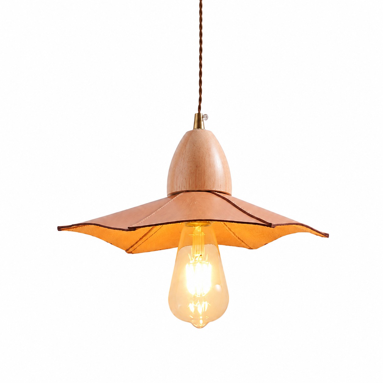 Vintage leather pendant light