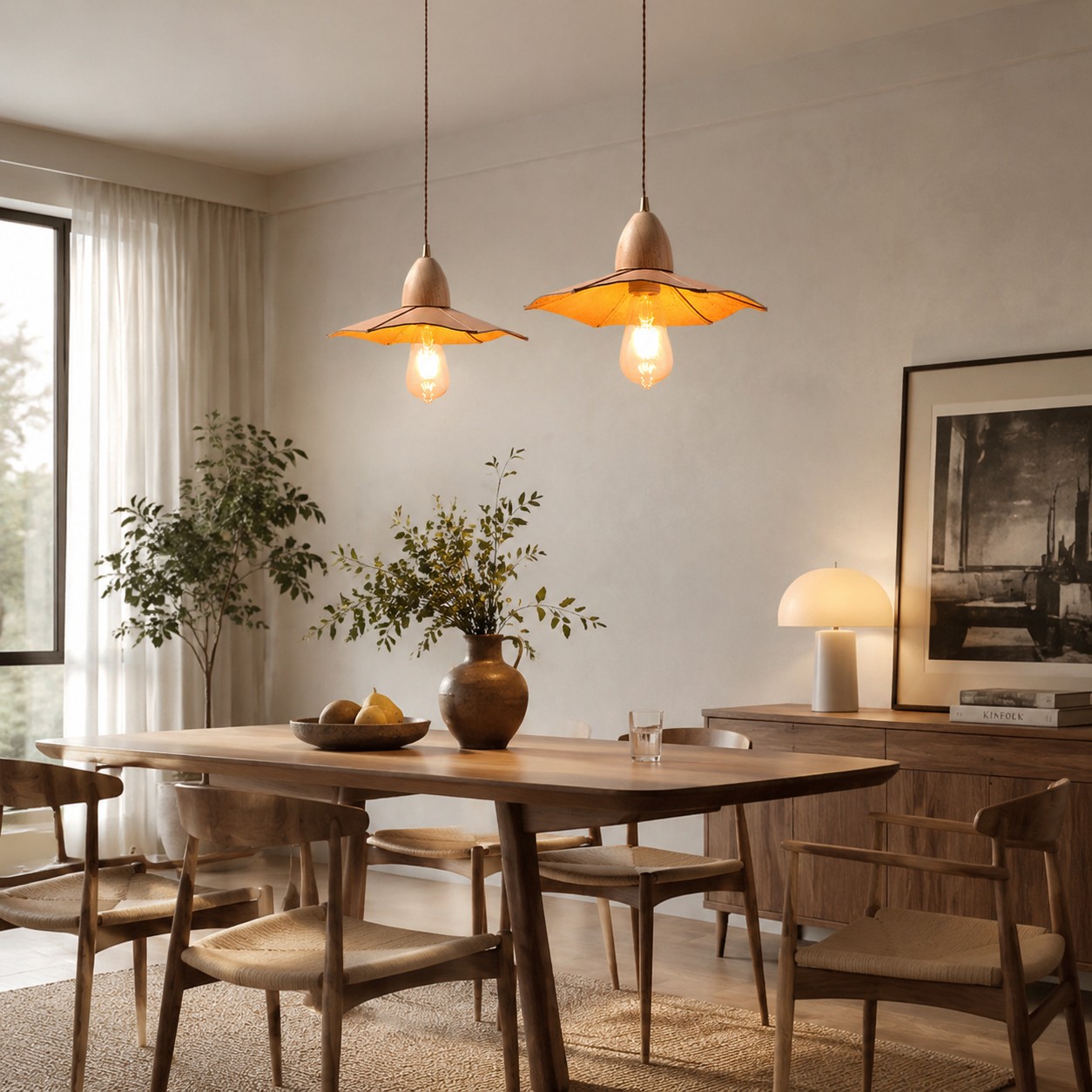 Vintage leather pendant light