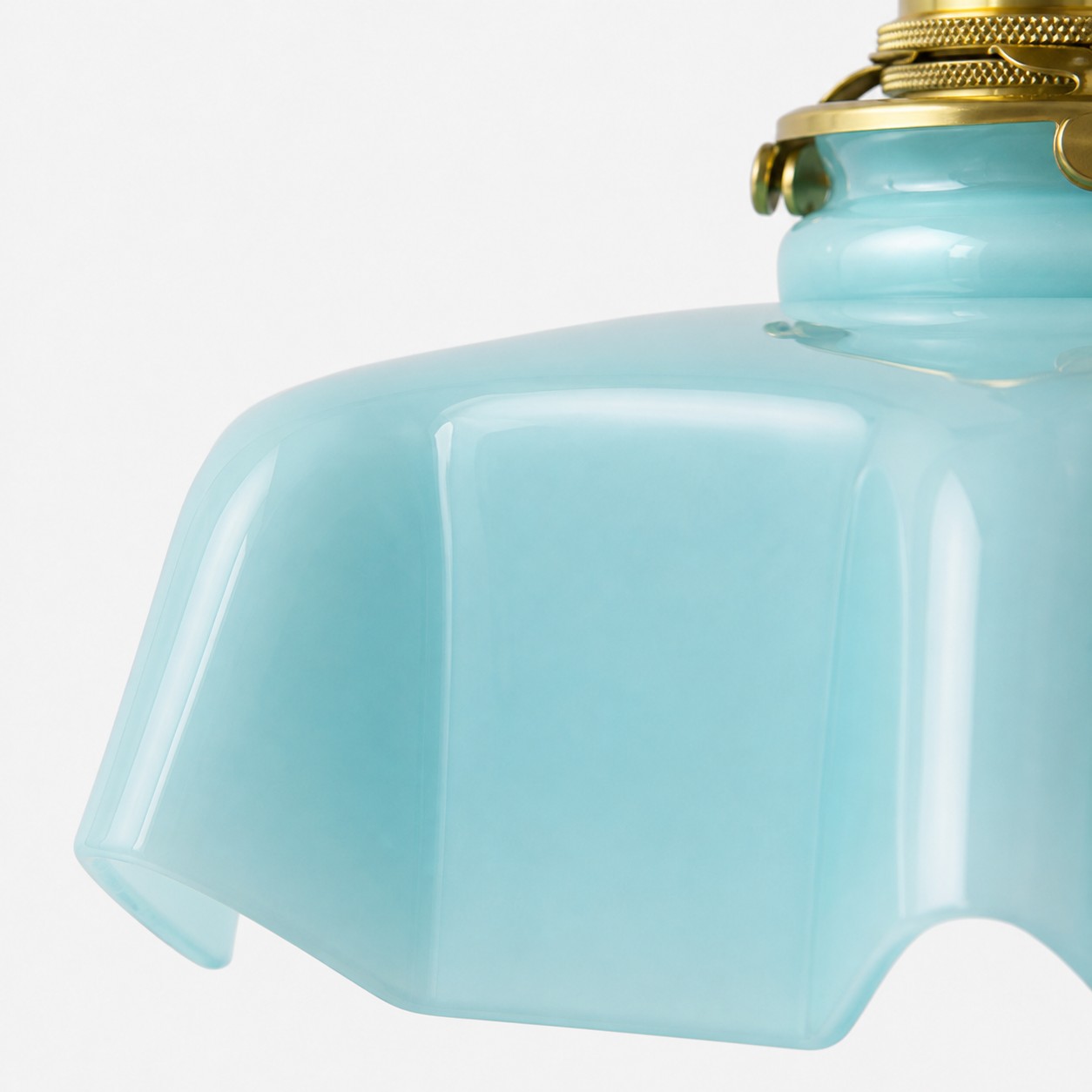 Vintage scalloped opaline glass pendant light view 9